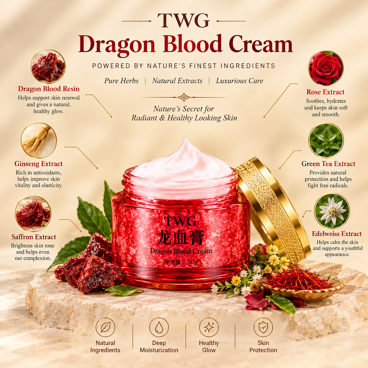 TWG Dragon Blood Cream – Premium Skincare Cream, 50g